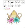 Teapot And Flowers-6 Embroidery Design Pattern-3