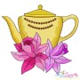 Teapot And Flowers Embroidery Design Bundle-11