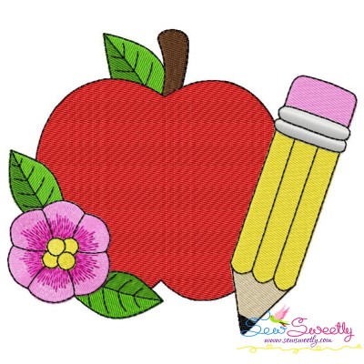Apple Pencil Flower-2 Embroidery Design Pattern-1