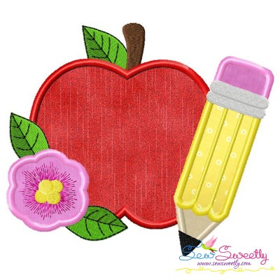 Apple Pencil Flower-2 Applique Design Pattern-1