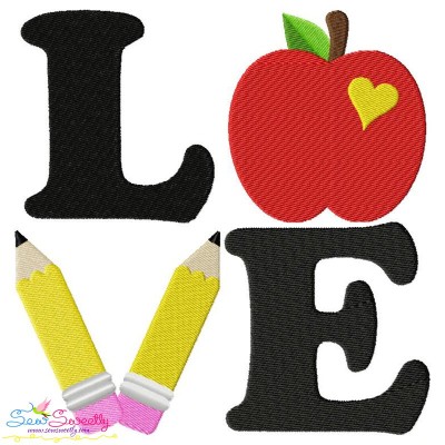 Love School Lettering Embroidery Design Pattern-1