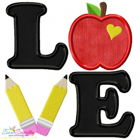 Love School Lettering Applique Design Pattern-1