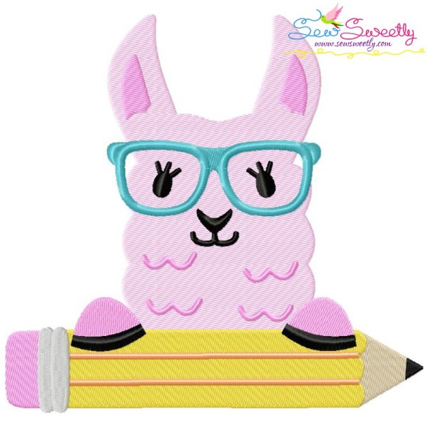 Llama Glasses Pencil Embroidery Design Pattern-1