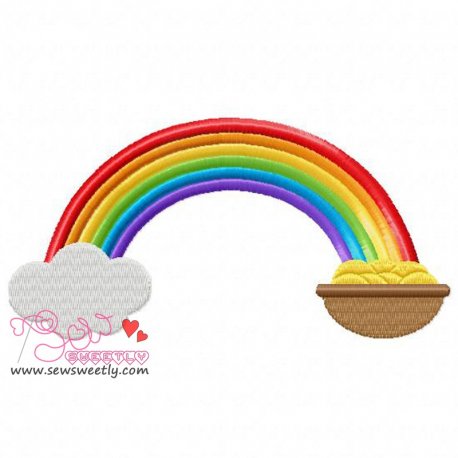 St. Patrick's Day Pot of Gold With Rainbow Embroidery Design Pattern-1