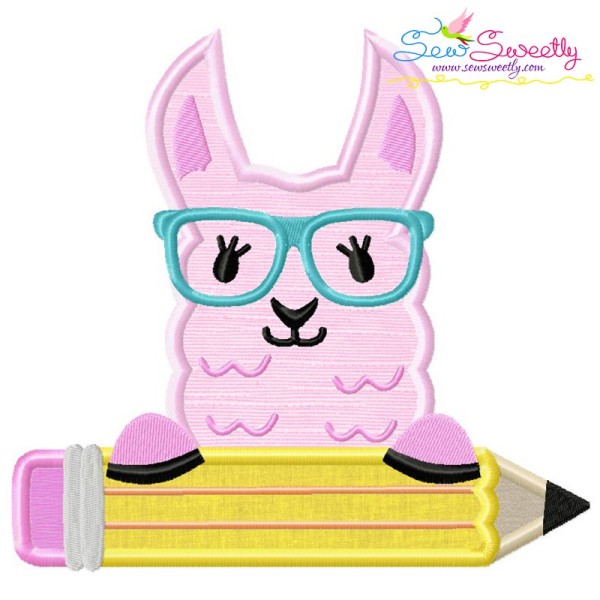 Llama Glasses Pencil Applique Design Pattern-1