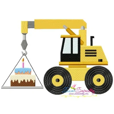 Birthday Cake Crane Embroidery Design Pattern-1