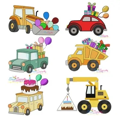 Birthday Transportation Embroidery Design Bundle-1