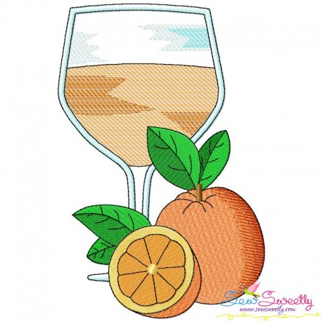 Orange Juice Glass Embroidery Design Pattern