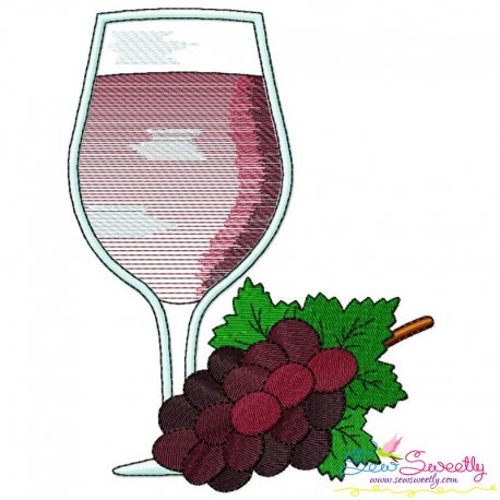Grape Juice Glass Embroidery Design Pattern