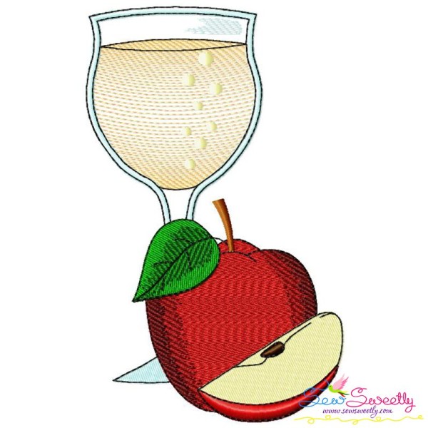 Apple Juice Glass Embroidery Design Pattern-1