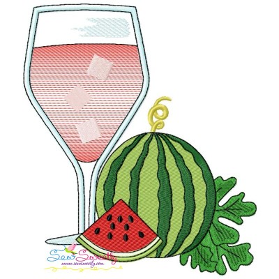 Watermelon Juice Glass Embroidery Design Pattern-1