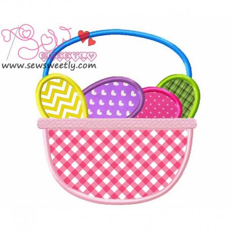 Easter Basket With Eggs Applique Design Pattern-1