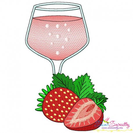Strawberry Juice Glass Embroidery Design Pattern-1