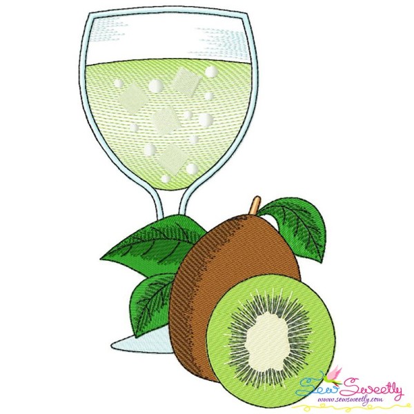 Kiwi Juice Glass Embroidery Design Pattern-1