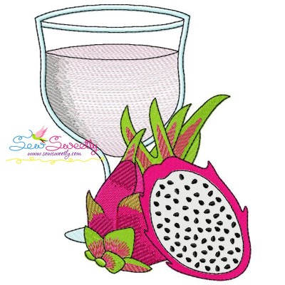 Dragon Fruit (Pitaya) Juice Glass Embroidery Design- 1