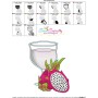 Dragon Fruit (Pitaya) Juice Glass Embroidery Design Pattern-3