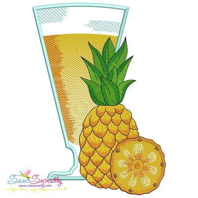 Pineapple Juice Glass Embroidery Design Pattern-1