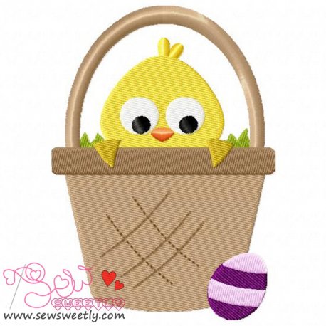 Chick In Basket Embroidery Design- 1