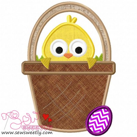 Chick In Basket Applique Design Pattern-1