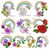 Bee Flowers And Rainbow Embroidery Design Bundle- 1
