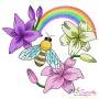 Bee Flowers And Rainbow Embroidery Design Bundle-6