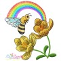Bee Flowers And Rainbow Embroidery Design Bundle-9