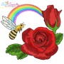 Bee Flowers And Rainbow Embroidery Design Bundle-2