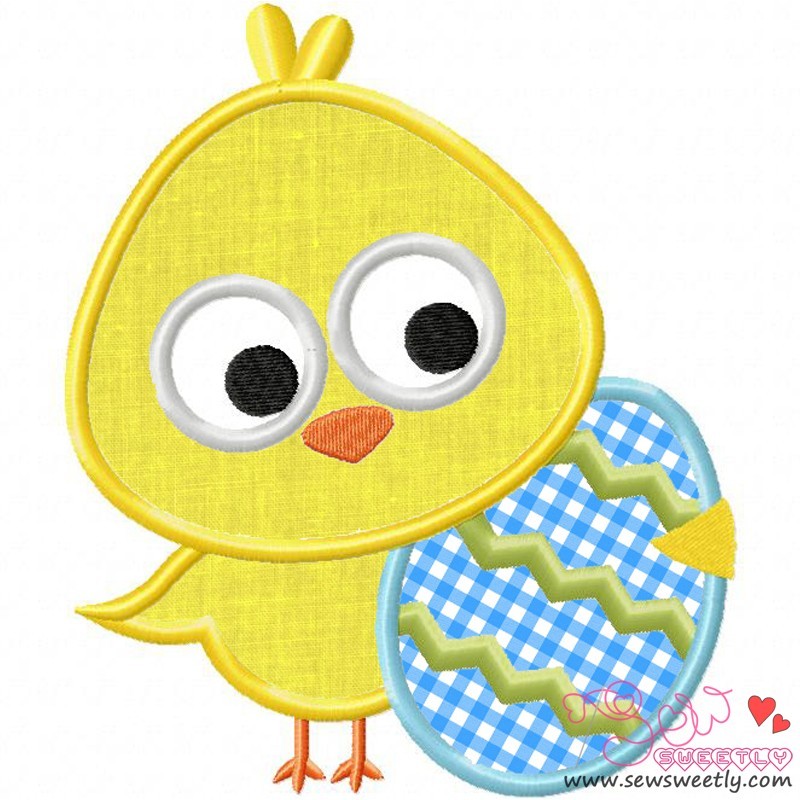 Easter Chick With Egg Applique Design Pattern