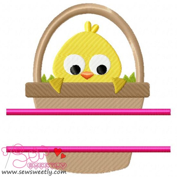 Chick In Basket Split Embroidery Design Pattern-1