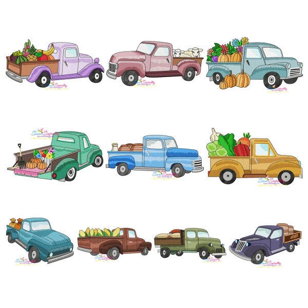 Farmer Truck Embroidery Design Bundle-1