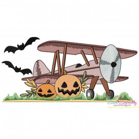 Halloween Aircraft-8 Embroidery Design Pattern-1