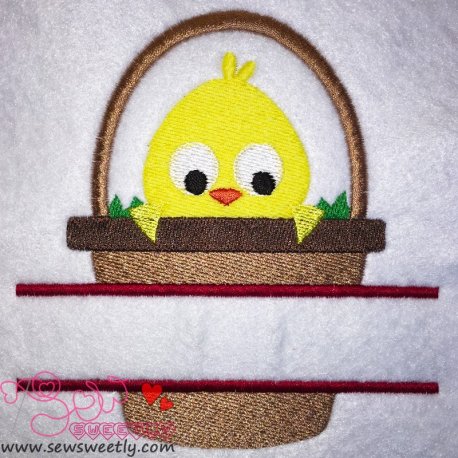 Chick In Basket Split Embroidery Design Pattern-1
