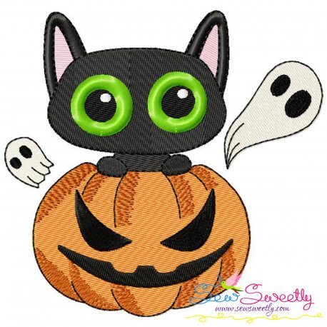 Halloween Pumpkin And Cat Embroidery Design Pattern