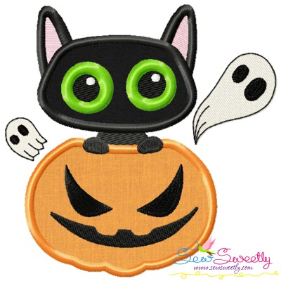 Halloween Pumpkin And Cat Applique Design Pattern-1