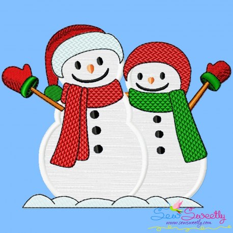 Christmas Snowman Couple Applique Design Pattern