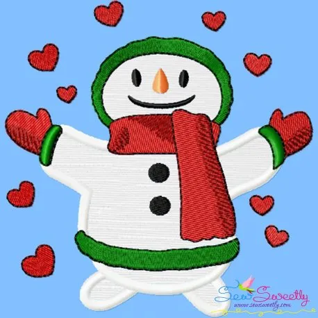 Christmas Snowman Hearts Applique Design Pattern-1