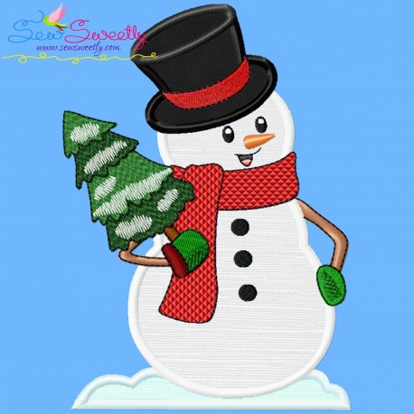 Snowman And Christmas Tree Applique Design Pattern