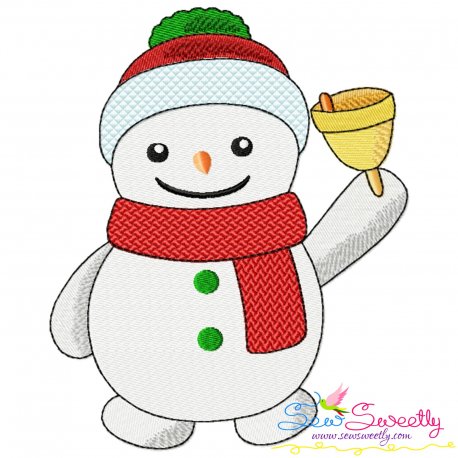 Snowman And Christmas Bell Embroidery Design Pattern