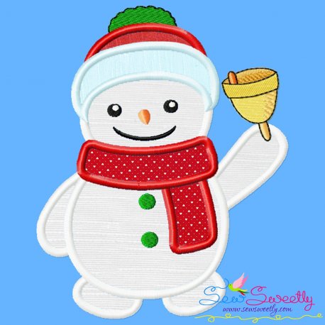 Snowman And Christmas Bell Applique Design Pattern