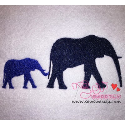 Elephant Mom And Baby Embroidery Design Pattern-1