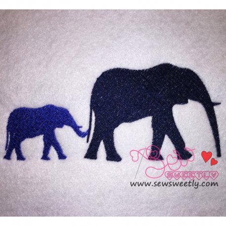 Elephant Mom And Baby Embroidery Design- 1