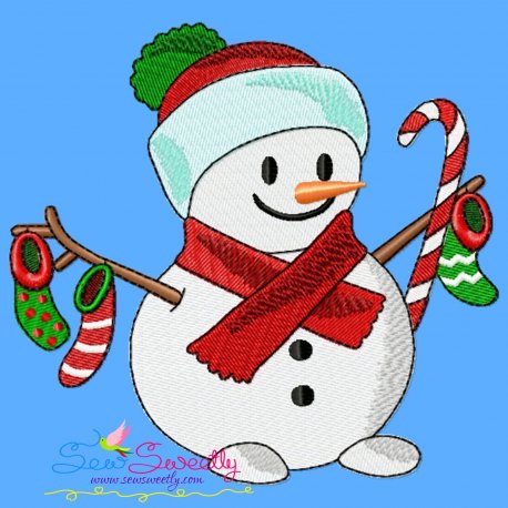 Christmas Snowman Stockings Embroidery Design Pattern-1