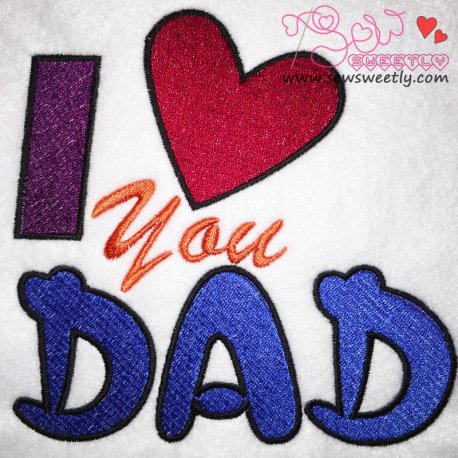 I love You Dad Embroidery Design Pattern-1
