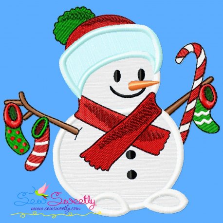 Christmas Snowman Stockings Applique Design Pattern
