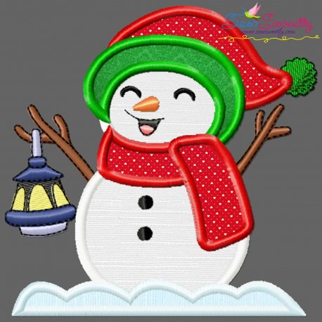 Christmas Snowman Lantern Applique Design Pattern-1