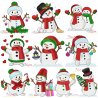 Christmas Snowman Filled Stitch Embroidery Design Bundle- 1