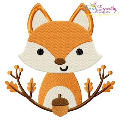 Fall Fox With Branches Embroidery Design Pattern-1