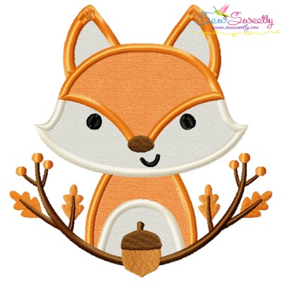 Fall Fox With Branches Applique Design Pattern-1