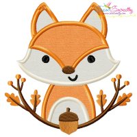 Fall Fox With Branches Applique Design
