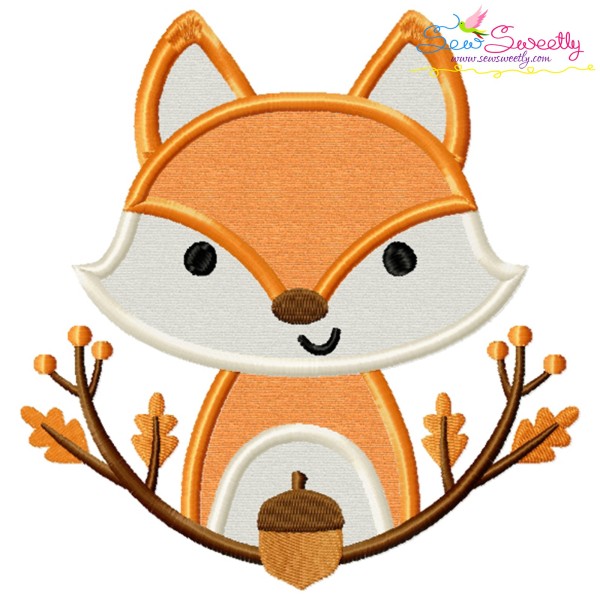 Fall Fox With Branches Applique Design Pattern-1